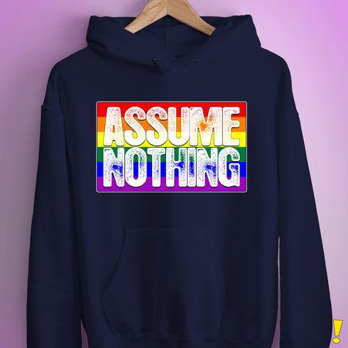 Assume Nothing LGBTQ Pride Flag Hoodie - Navy